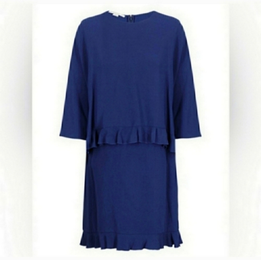 Stella McCartney Rikki ruffle trim blue dress 42